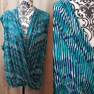 Sleeveless faux wrap top